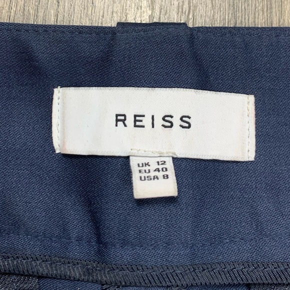 REISS Mae Cuffed Wide Waist Pants in Blue Sz 8 - Picture 5 of 8